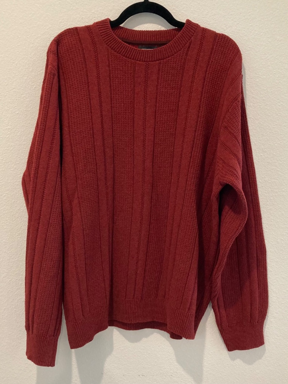 Haggar Size XL Brick Red Ribbed Knit Crewneck Pullover Sweater Men's